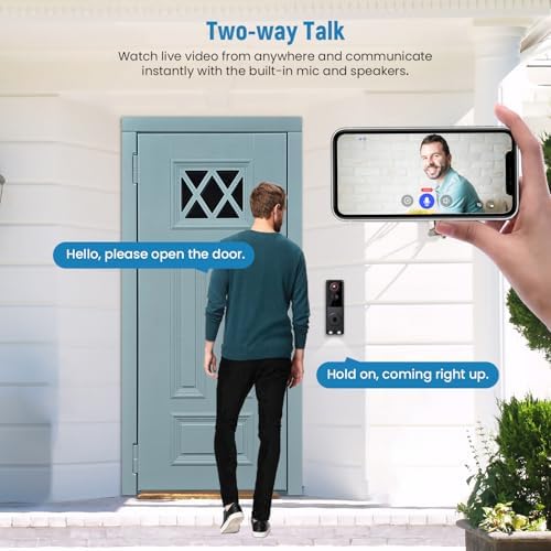1080p Smart Wireless Doorbell Camera, Ai Human Detection,Real-Time Alerts, Night Vision in Full Color, 2-Way Audio, Battery Powered, Cloud Storage Service (Sold Separately), 2.4Ghz WiFi Only - Image 3