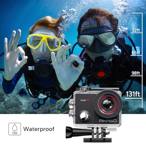 AKASO EK7000 Pro 4K30fps Action Camera with 256GB MicroSDXC U3 Card Accessories Kit Bundle, 20MP Ultra HD 131ft Waterproof Underwater Camera EIS WiFi Remote Control 5X Zoom Sport Cameras - Image 4