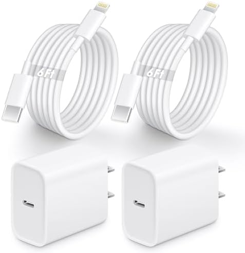for i Phone 13 14 Fast Charger, 2 Pack 20W PD i Phone Charger Fast Charging USB C Charger with 6FT USB C Charging Cable Compatible with iP14 13 12 11 Pro Max,14 Plus,XR,XSMAX-White