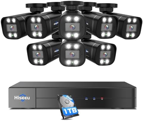 Hiseeu 3K Wired Outdoor Security Camera System with Audio,Smart Dual Light,5MP 8CH Surveillance DVR,8X5MP CCTV Cameras & 1TB Hard Drive,AI Human/Vehicle Detection,Smart Playback for Home Security