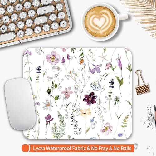Square Mouse Pad Beautiful Flowers Plants, Personalized Premium-Textured Custom Mouse Mat Design, Washable Mousepad Cloth, Non-Slip Rubber Base Computer Mouse Pads for Wireless Mouse - Image 3